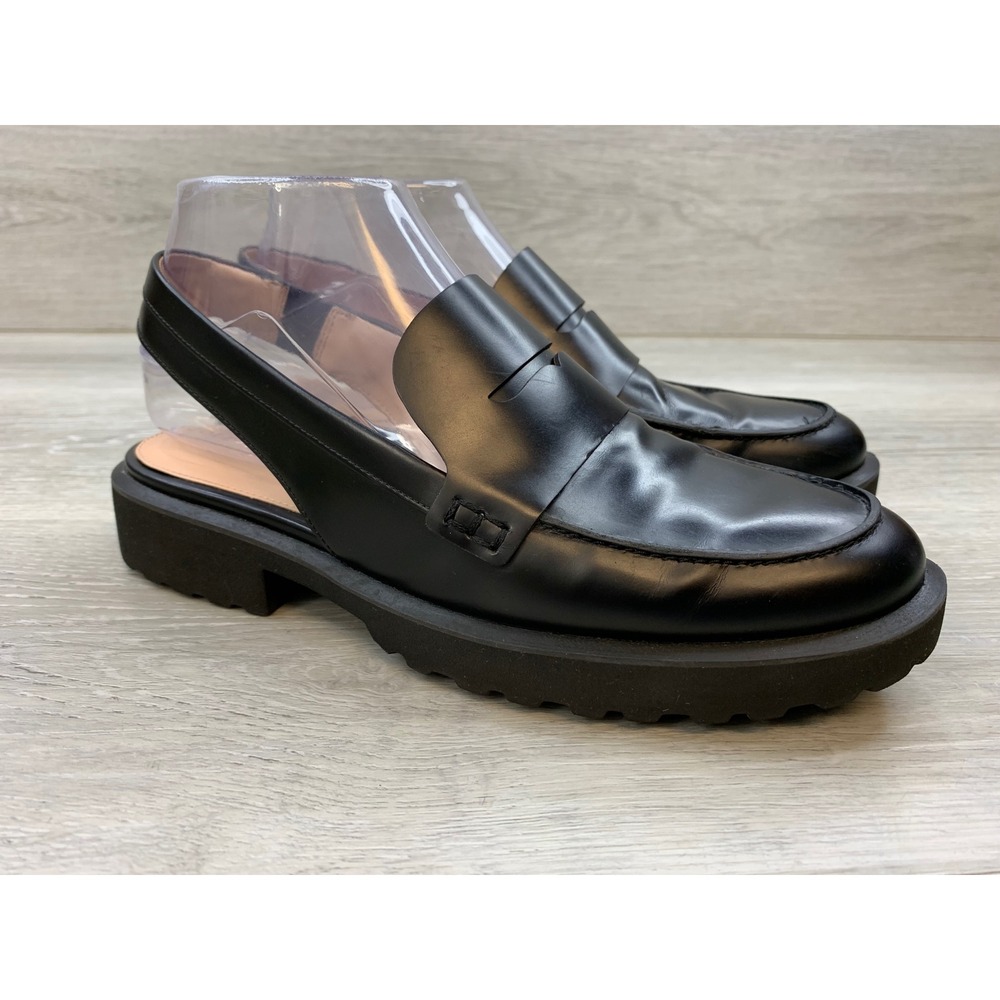Cole Haan Grandseries Black Leather Slingback Lug Sole Loafers Women's 7 Shoes